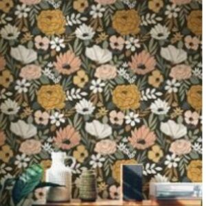 Floral Patterned peel and stick wallpaper